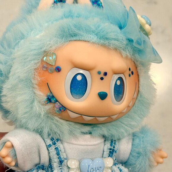 Custom Bling Blue Heart Valentines Labubu- Hope from BIE Series - Picture 3 of 4